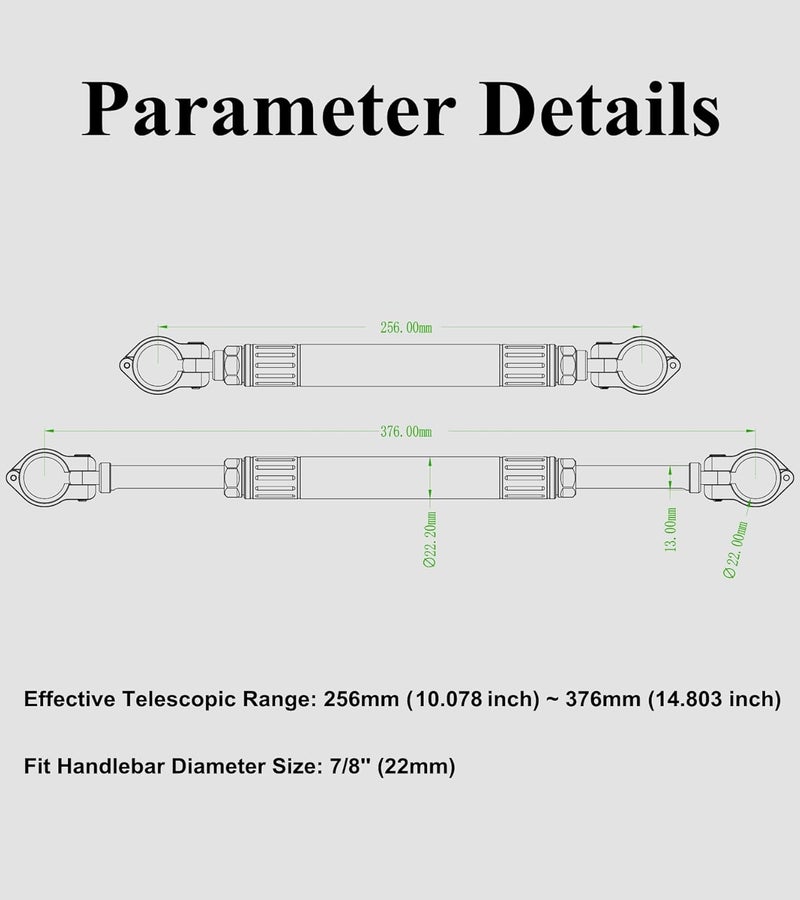 BRCOVAN Aluminum Alloy Cross Bar for Motorcycle, Length Adjustable Design Handlebar Extender Extension, Motorcycle Balance Bar Reinforce Lever Compatible with Handlebar 22mm in Diameter - Image 5